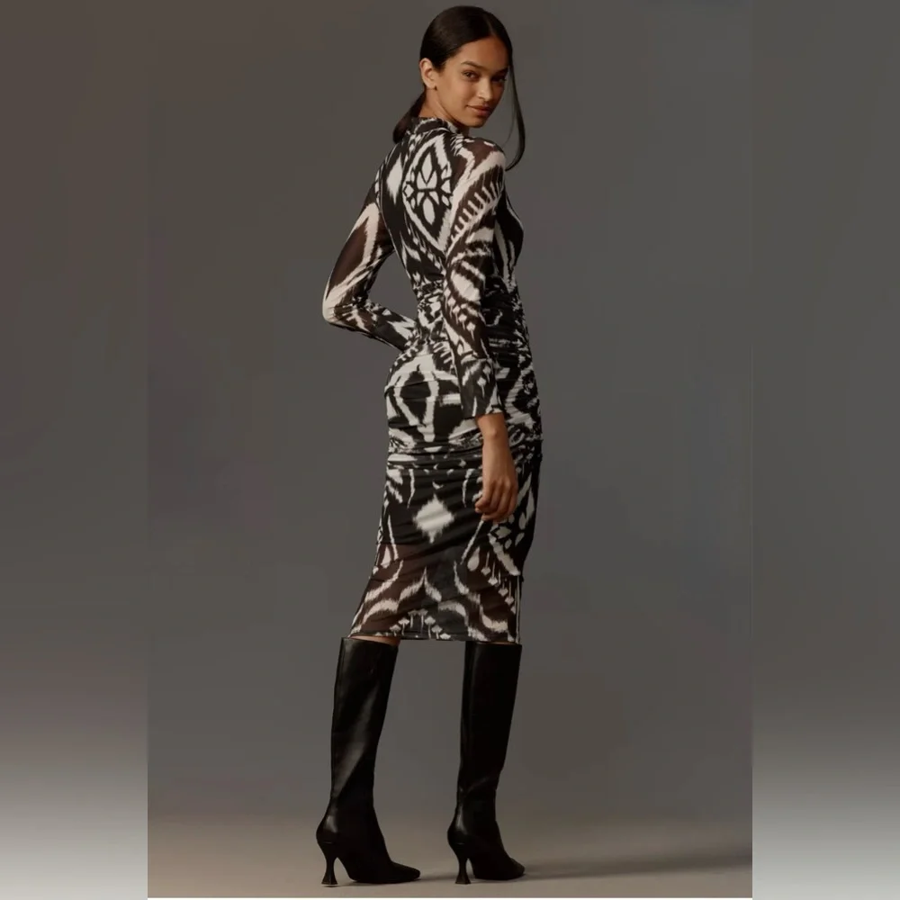 Farm Rio Ikat Ruched Tulle Midi-Dress - size XSmall - NWT - Picture 4 of 14